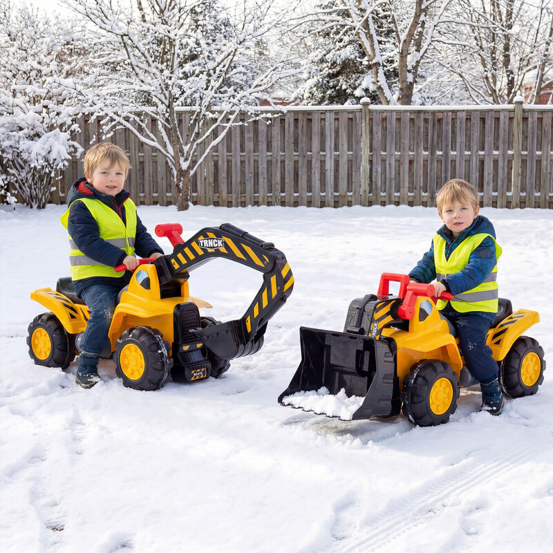 3-in-1 Kids Ride-On Excavator Bulldozer with Engine Sound and Helmet image number 3