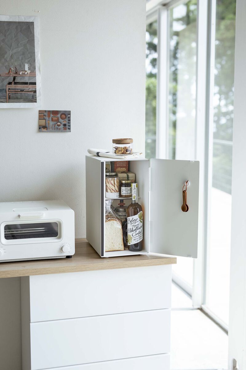 Bread Box - Tall, White & Wood