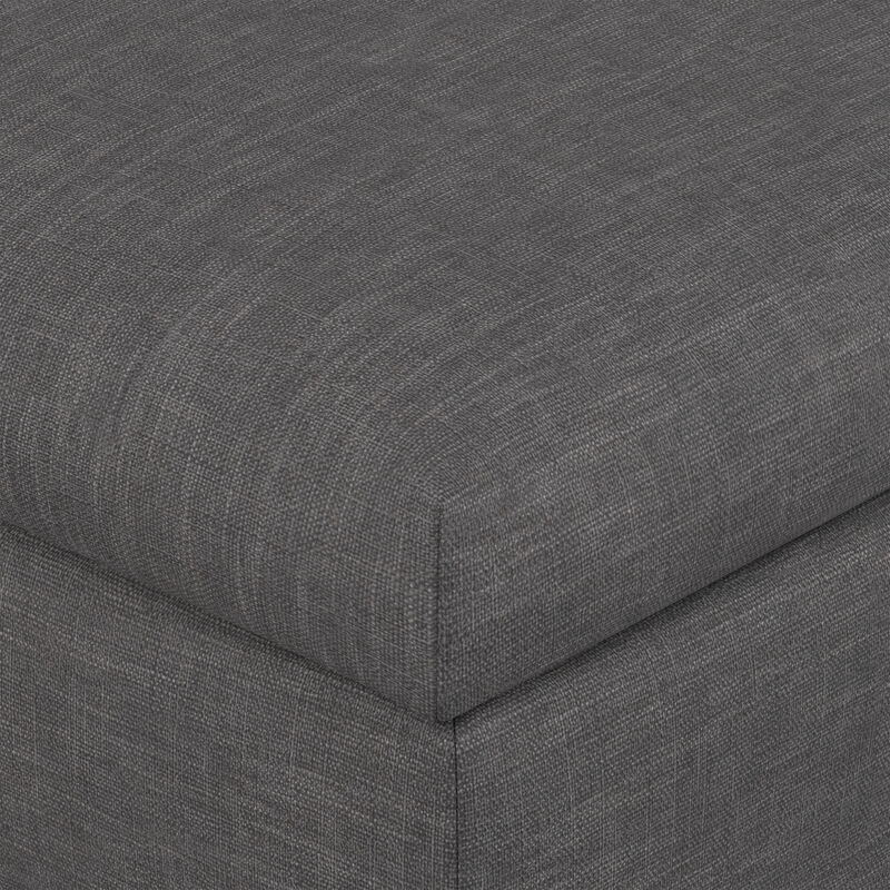 Rebecca 36 inch Wide Contemporary Square Mid&nbsp;Century Coffee Table&nbsp;Storage Ottoman with Lift Up Lid in Slate Grey Polyester Linen, Assembled image number 7
