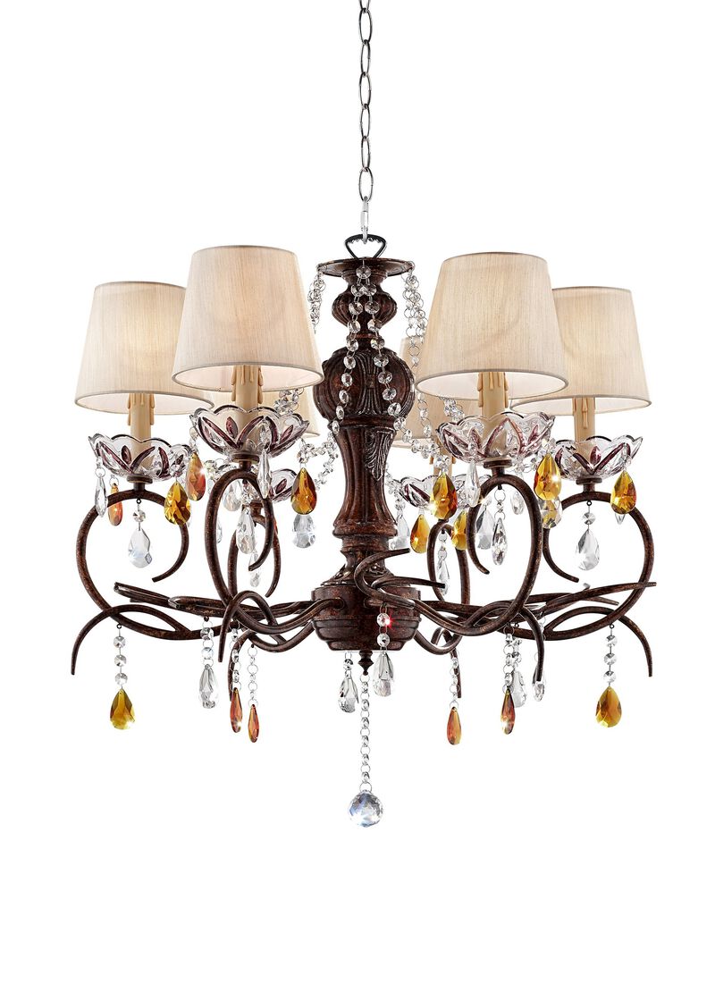 Hivvago Burnished Bronze Hanging Ceiling Lamp with Clear and Amber Crystals