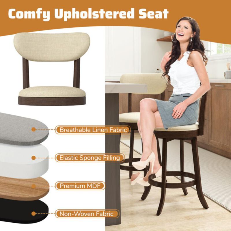 Hivvago Counter Height Chairs Set of 2 with Padded Seat and Backrest