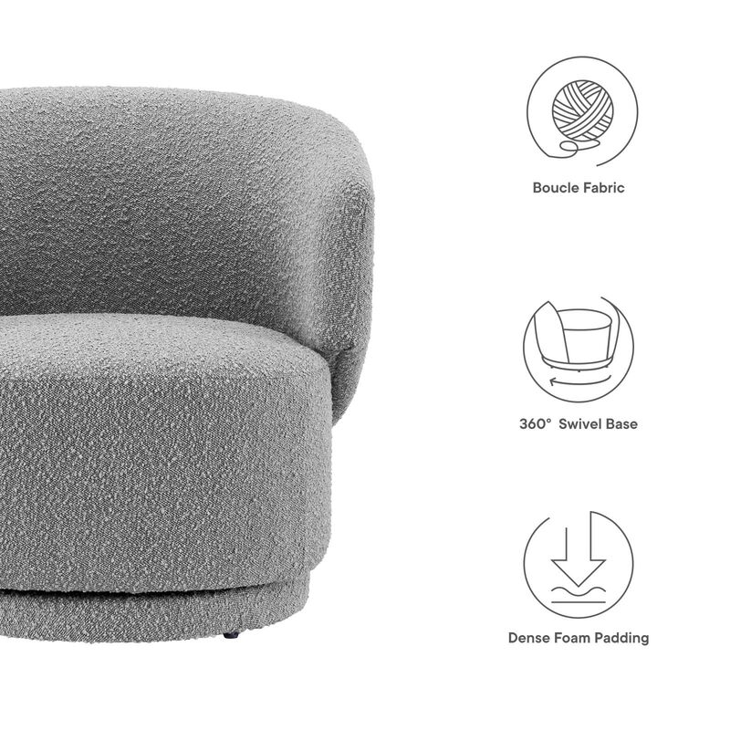 Celestia Boucle Fabric Fabric and Wood Swivel Chair image number 6