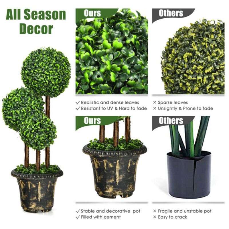 Hivvago Artificial Topiary Triple Ball Tree for Indoor and Outdoor