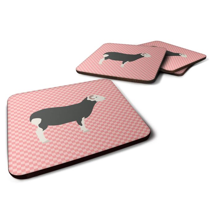 Caroline's Treasures Herwick Sheep Pink Check Decorative coasters, 3.5, Multicolor
