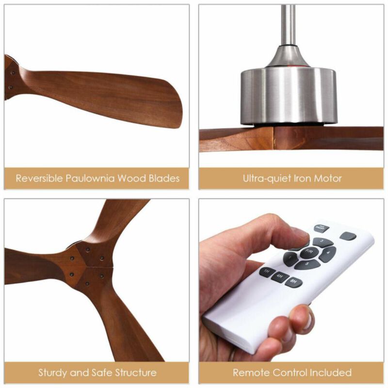 Hivvago 52 Inch Modern Ceiling Fan Indoor Outdoor Brushed Nickel Finish with Remote