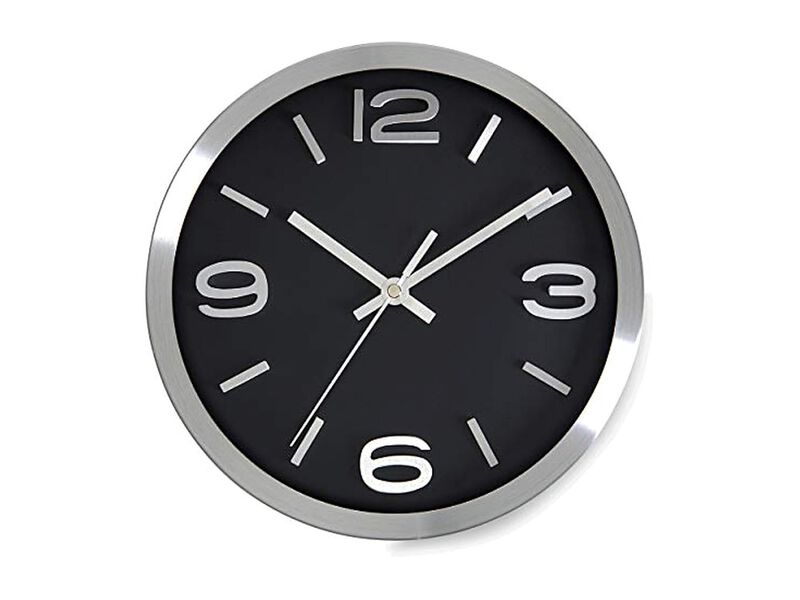 Black Silver Metal Elegant Wall Clock 10 Inch Silent Non Ticking Easy Read image number 0