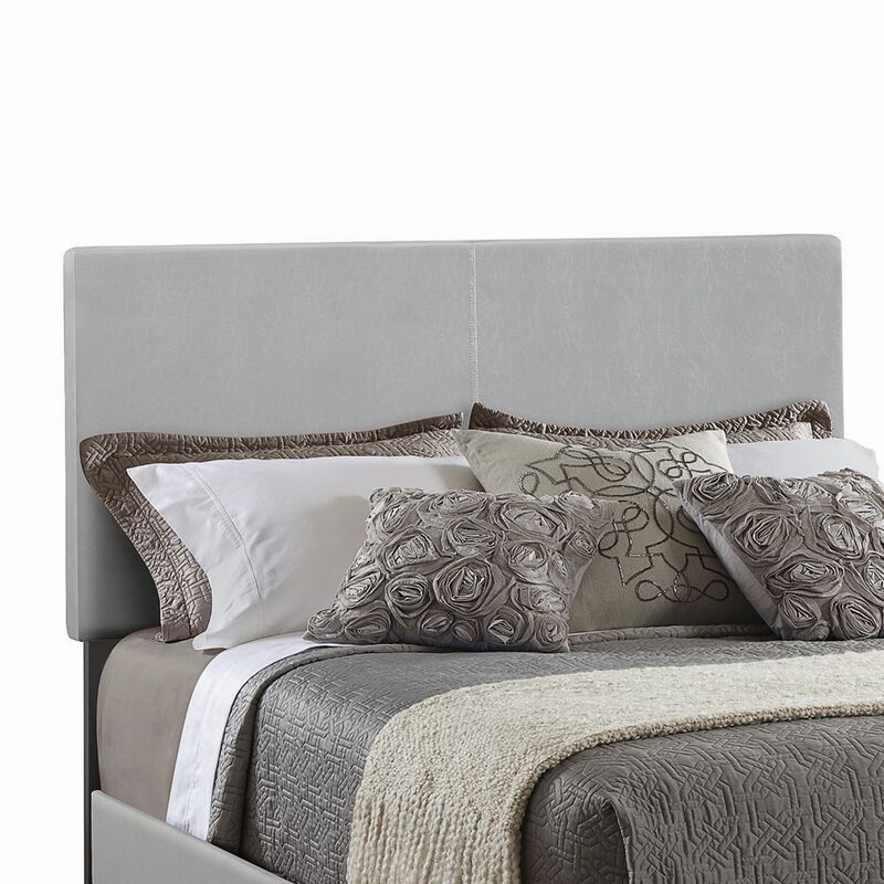 Leather Upholstered California King Size Platform Bed, Gray-Benzara