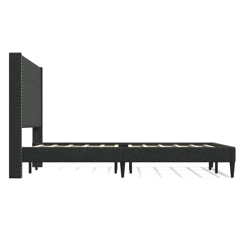 Rize Home Upholstered Complete Bed King Gray image number 3