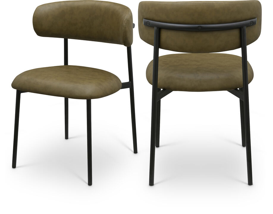 Meridian Furniture Lupita Olive Vegan Leather Dining Chair, Set of 2