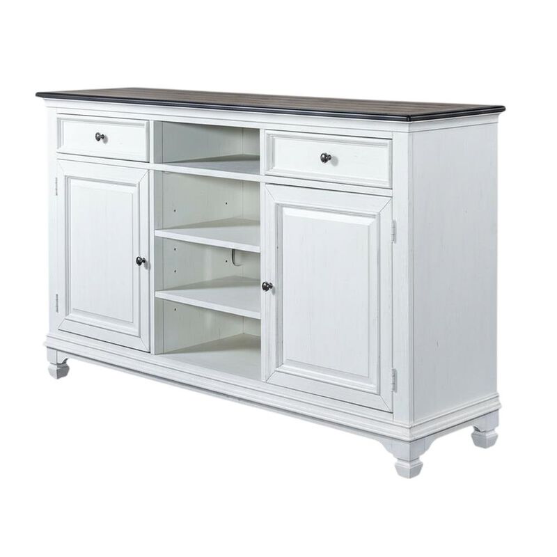 Liberty Furniture White Wirebrushed Highboy TV Console with Charcoal Top in Cottage Style image number 0
