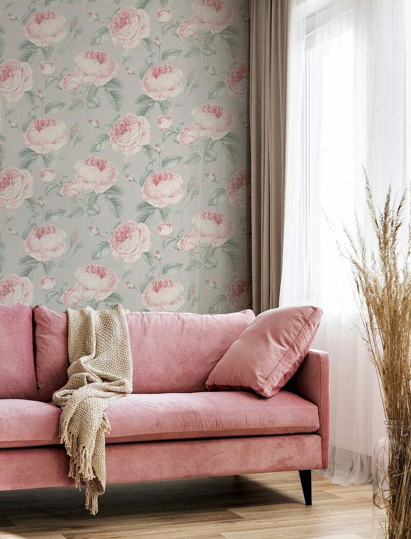 Rosaline Light Grey Floral Wallpaper image number 4