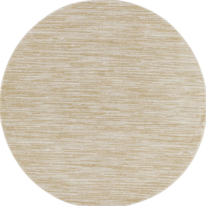 HomeRoots 4' Ivory And Gold Round Abstract Indoor Outdoor Area Rug