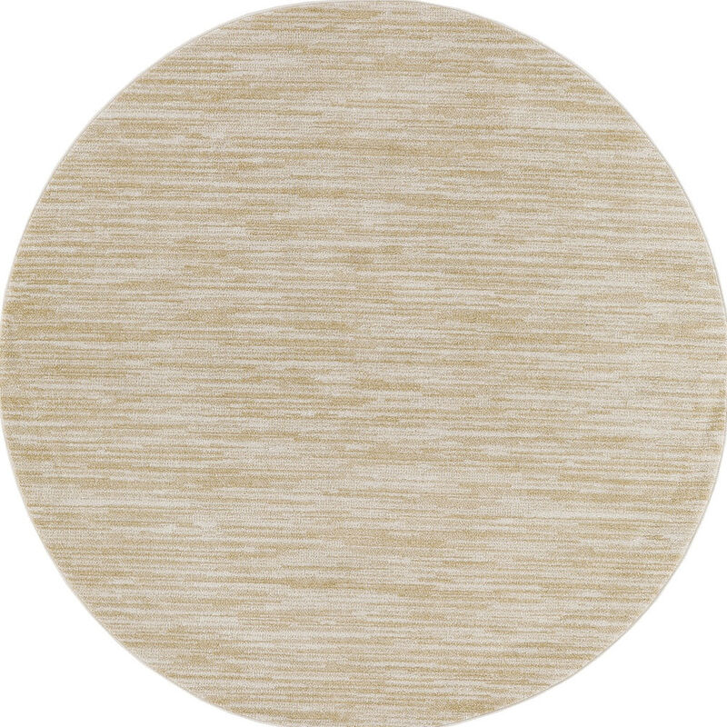 HomeRoots 4' Ivory And Gold Round Abstract Indoor Outdoor Area Rug image number 0