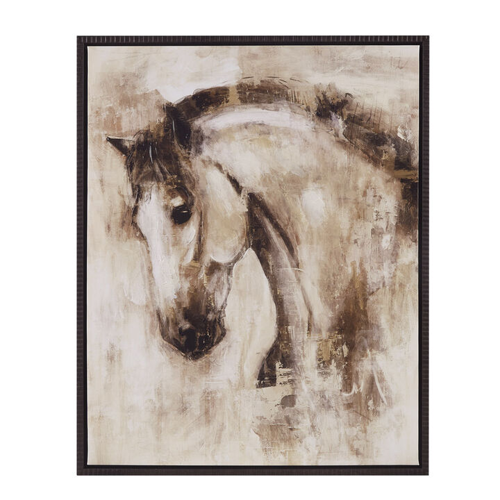 Gracie Mills Bridgett Equestrian Elegance Hand-Embellished Framed Canvas Wall Art