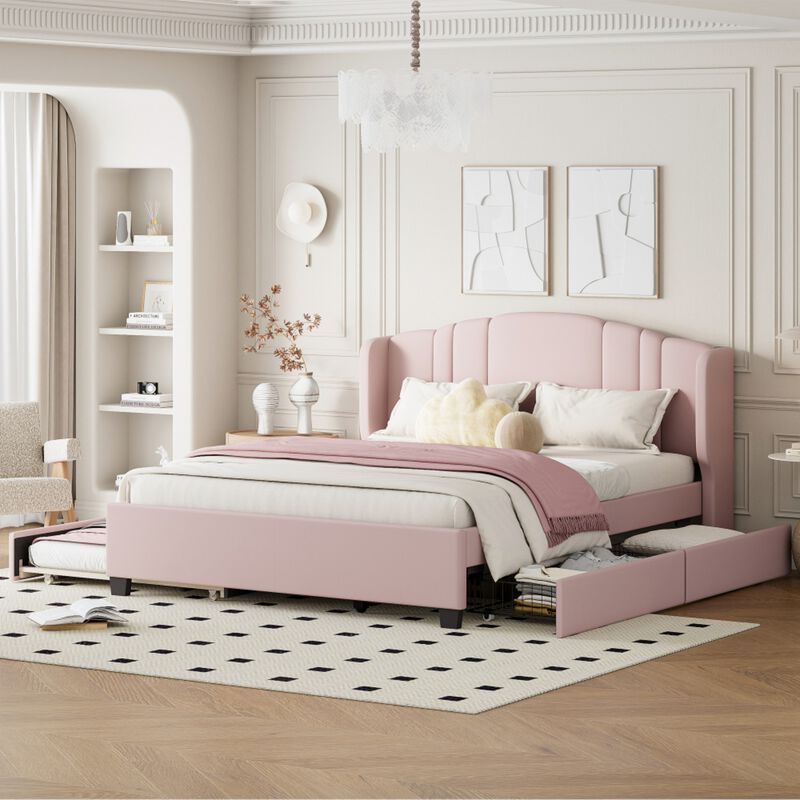 Dolf Queen Linen Upholstered Platform Bed Frame image number 2