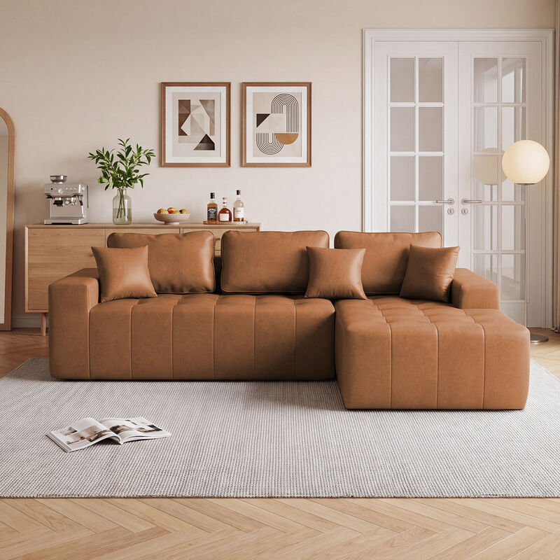 Kipur Faux Leather L-Shaped Sectional Couch image number 2
