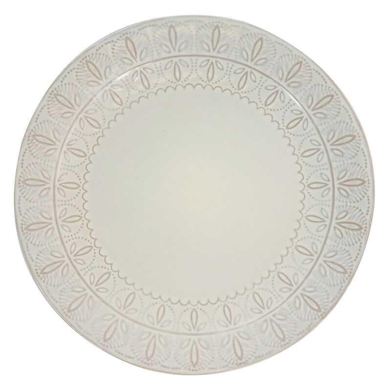 Elama White Lace 16 Piece Luxurious Stoneware Dinnerware with Complete Setting for 4