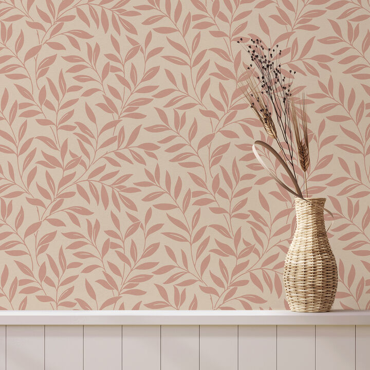 Marin Blush Leaf Trail Wallpaper