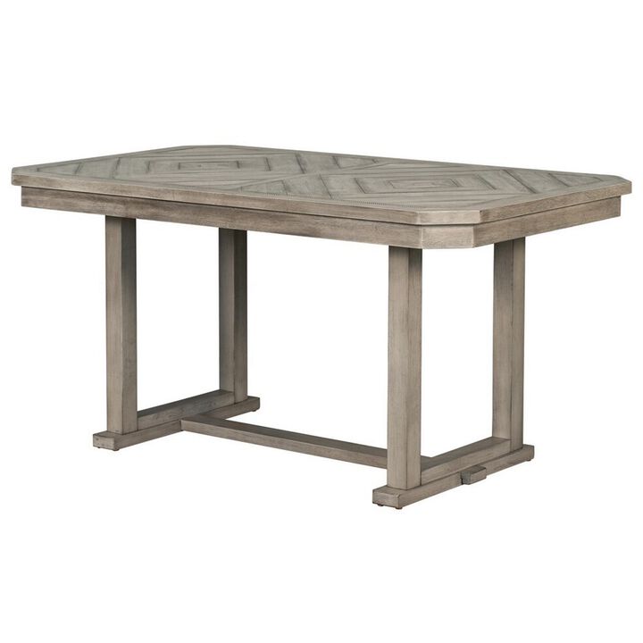 Lais 60 Inch Dining Table, Rectangular, Diamond Wood Grain Pattern, Gray - Benzara
