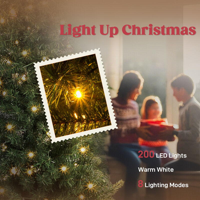 BreeBe 6 ft Prelit Christmas Tree with 200 LED Lights and Metal Stand image number 5
