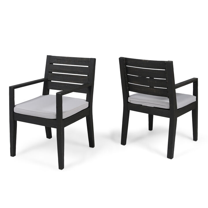 Merax Set of 2 Acacia Wood Outdoor Slatted Dining Chairs