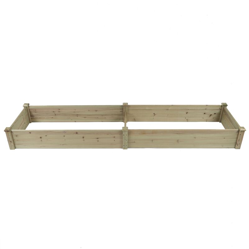 LuxenHome Natural Wood 8ft x 2ft Outdoor Vegetable Flower Raised Garden Bed Planter