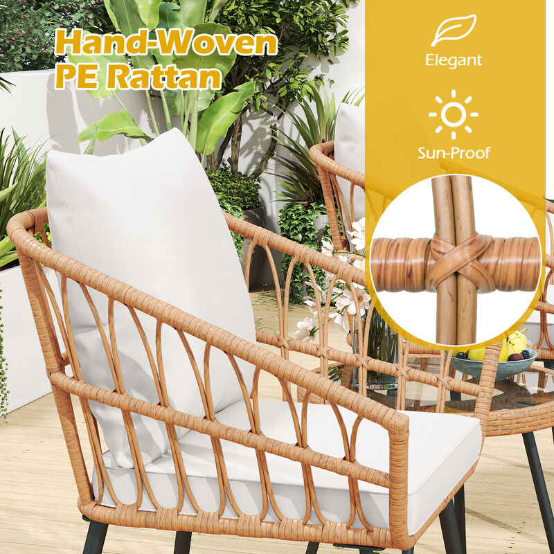 Outdoor 3 Piece Bistro Set with Heavy Duty Metal Frame for Patio-Beige image number 4