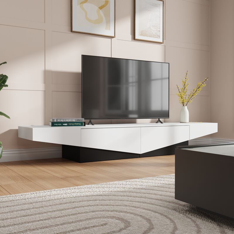 FUFU&GAGA Modern/Contemporary TV Cabinet (Accommodates TVs up to 70-in), White image number 2