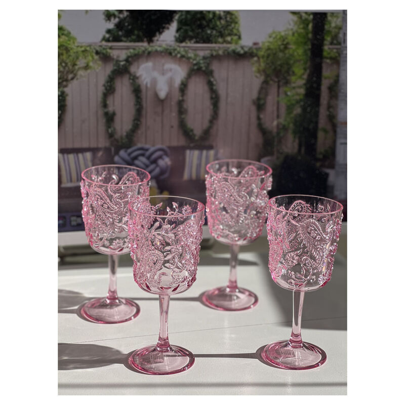 Four-Piece Paisley Acrylic Stemmed Wine Glass Set for Home or Parties image number 3