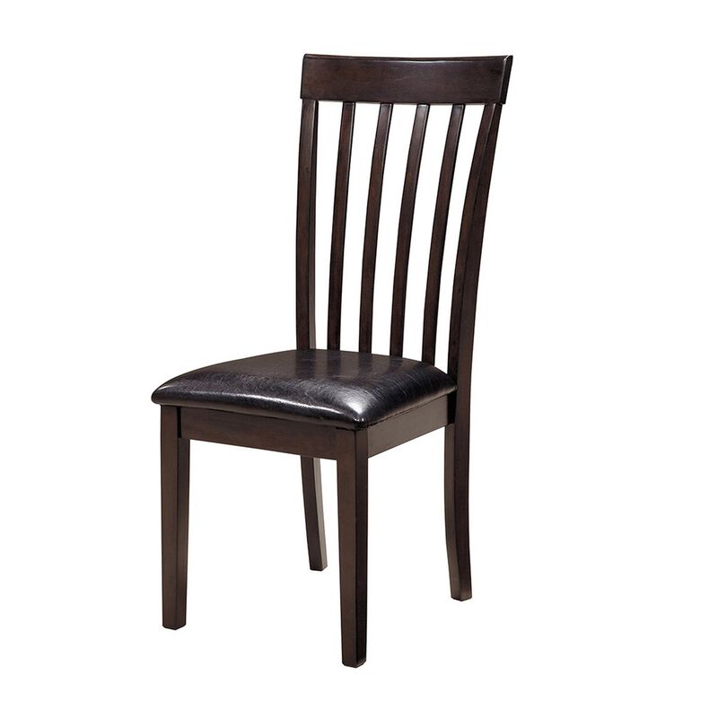 Hais Dining Chair Set of 2, Dark Brown Leather Match Seat, Rake Back image number 2