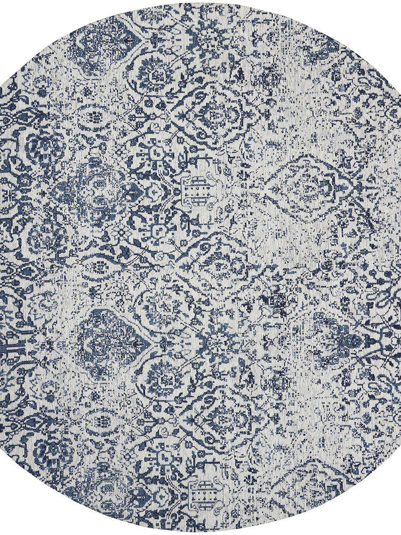 Damask DAS06 Ivory/Navy 6' x Round Rug