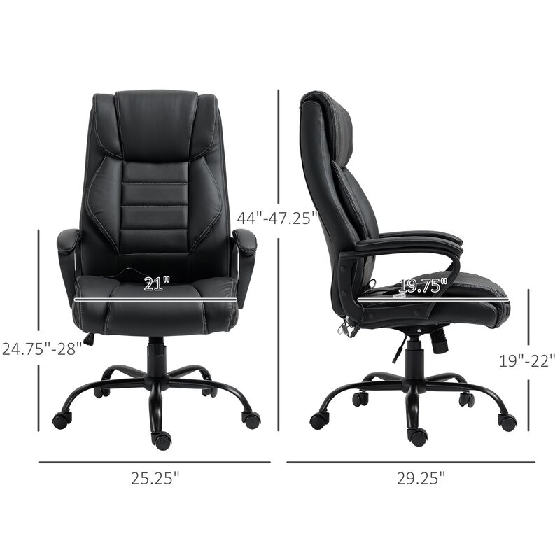 Black Office Comfort: Massage Executive Chair with 6-Point Vibration