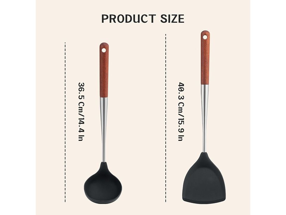 FJNATINH Silicone Wok Spatula and Ladle Tool Set