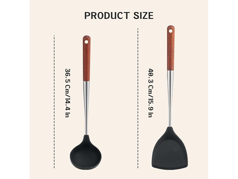 FJNATINH Silicone Wok Spatula and Ladle Tool Set