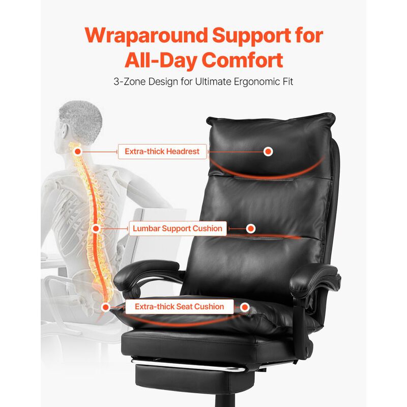 Executive Office Chair With Footrest With High Back Office Chair With Lumbar Pillow