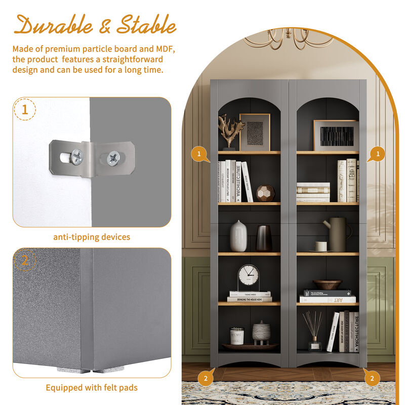 Merax Farmhouse 5 Tier Bookshelf Bookcase Storage Cabinet