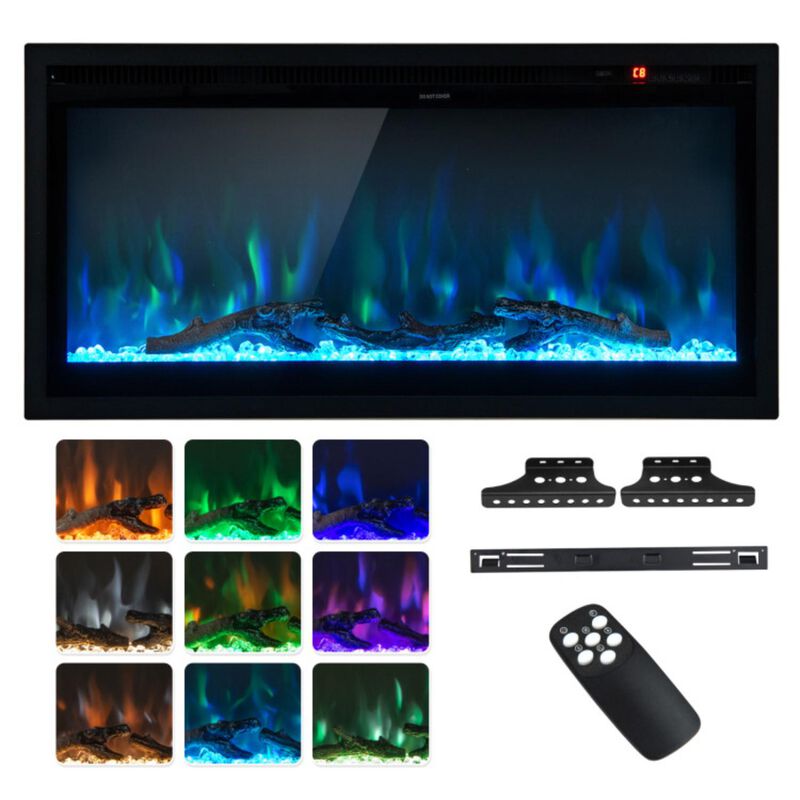 Hivvago Electric Fireplace in-Wall Recessed with Remote Control and Adjustable Color and Brightness