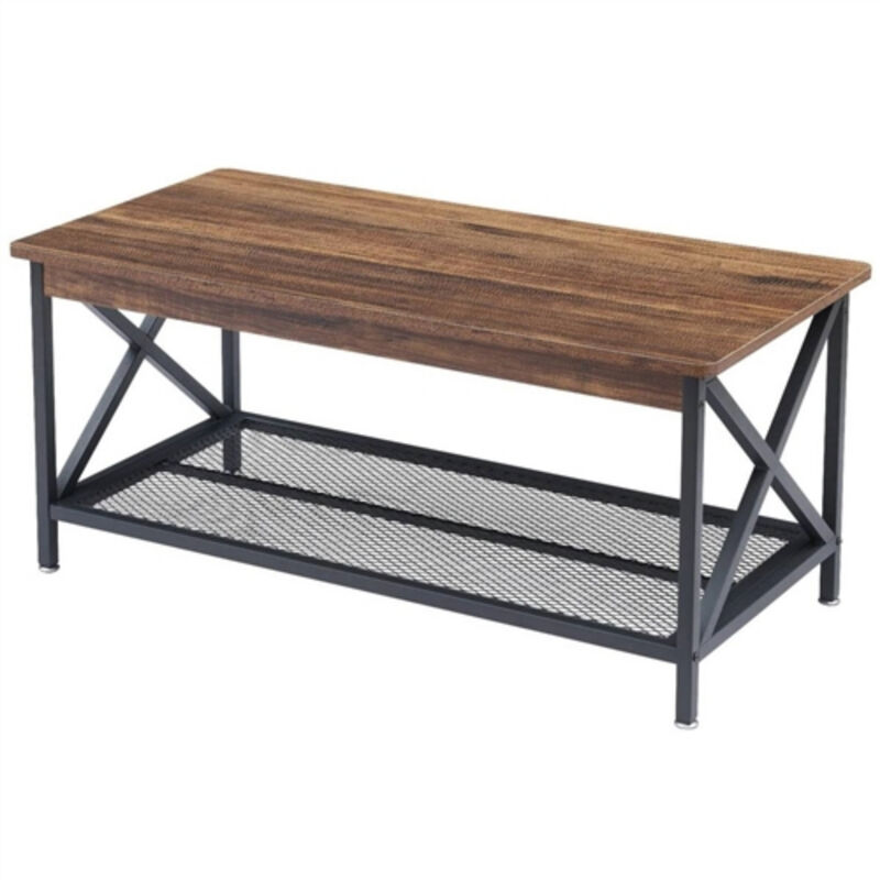 Stylish Modern Classic Coffee Table with Durable Metal Frame and Wood Shelf