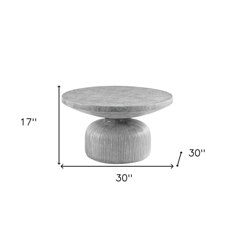 Hivvago 30 Inch Gray Cement Round Pedestal Coffee Table
