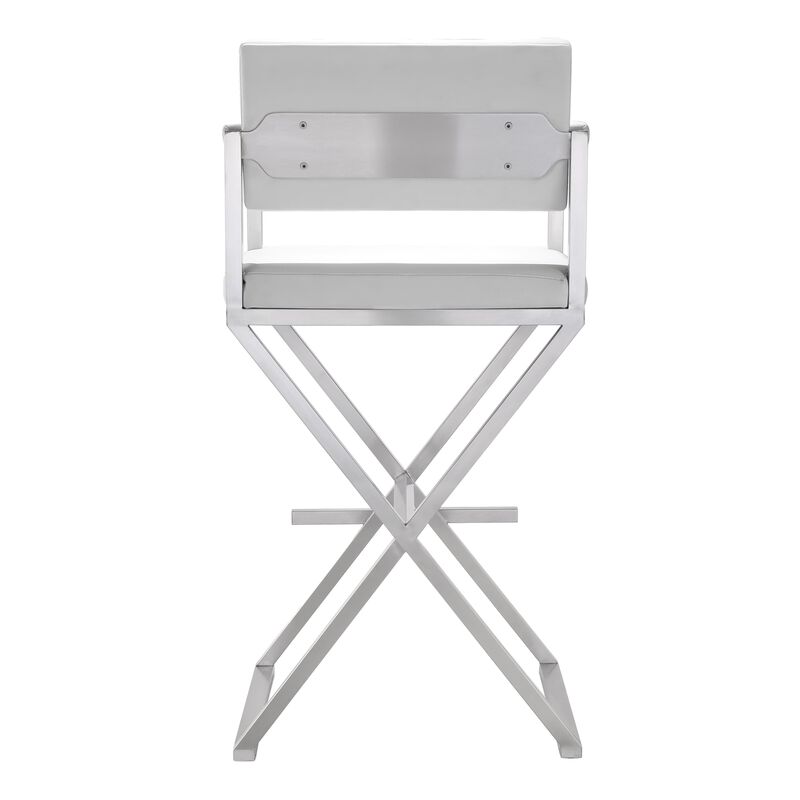 TOV Furniture Director Stainless Steel Barstool, White image number 5