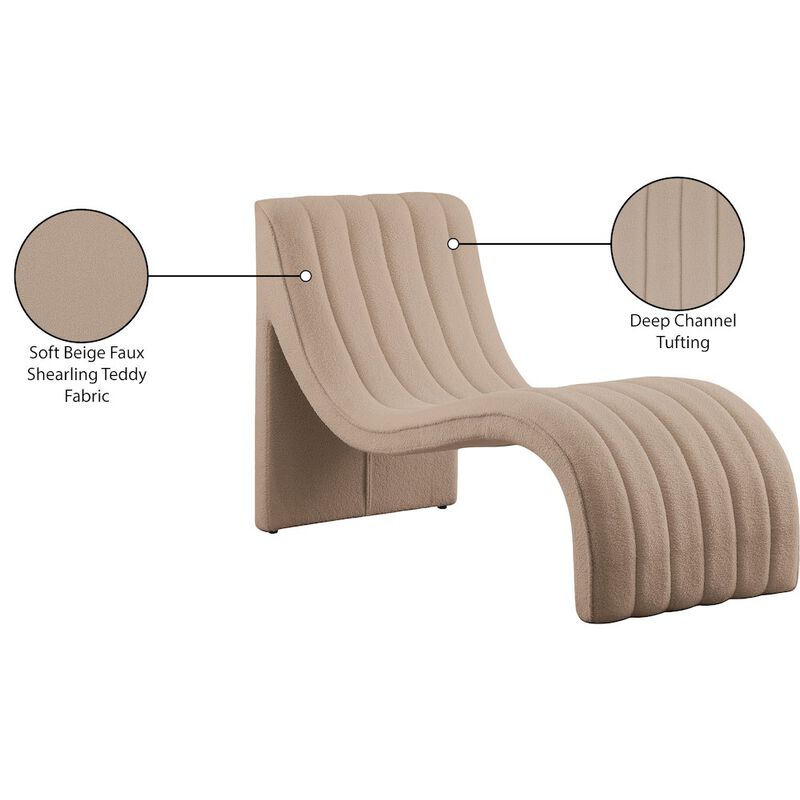 Meridian Furniture Orian Beige Teddy Fabric Chaise