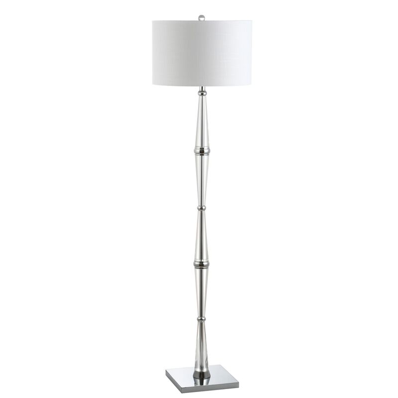 Francine 60" Crystal LED Floor Lamp, Chrome/Clear