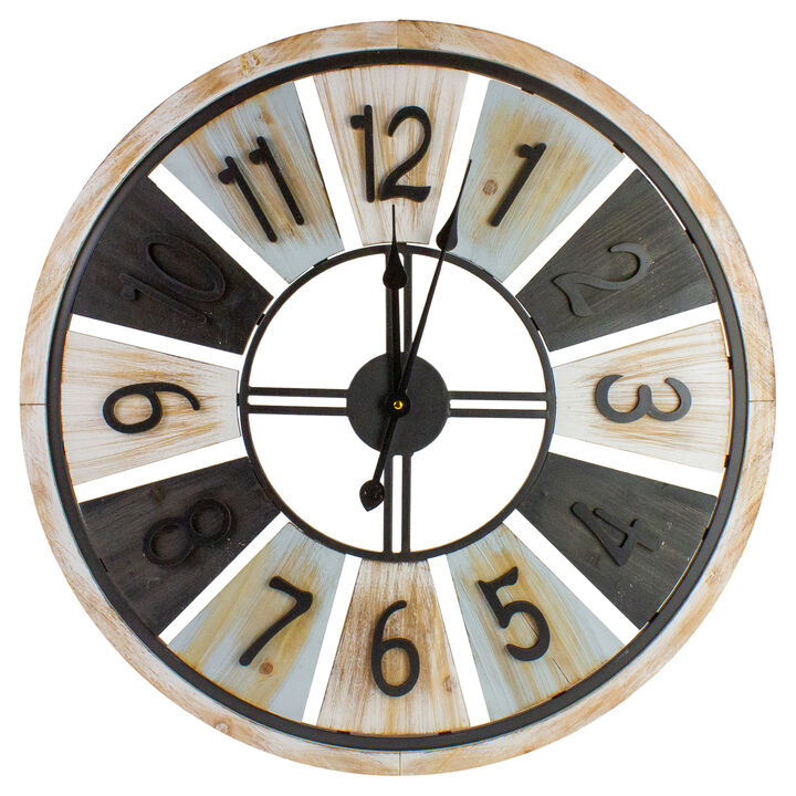 28" Multi-Tonal Whitewashed Round Wall Clock