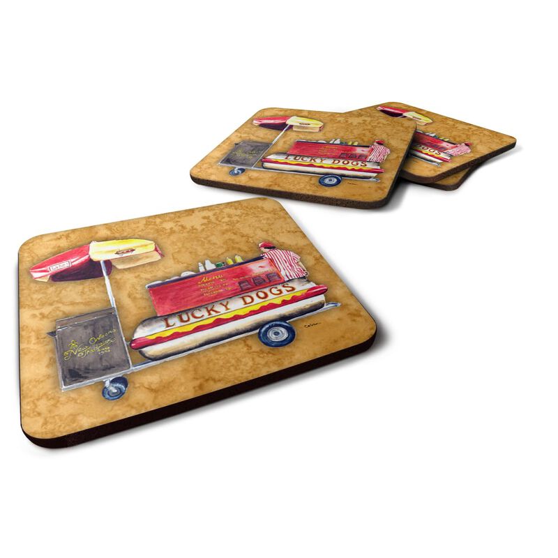 Caroline's Treasures 8781FC Lucky Dog Foam Coasters (Set of 4), 3.5 H x 3.5 W, Multicolor