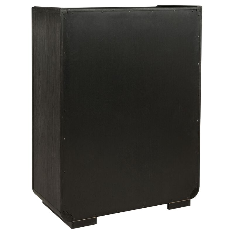 Lina Tall Dresser Chest with 5 Drawers, Integrated Handles, Black Wood image number 3