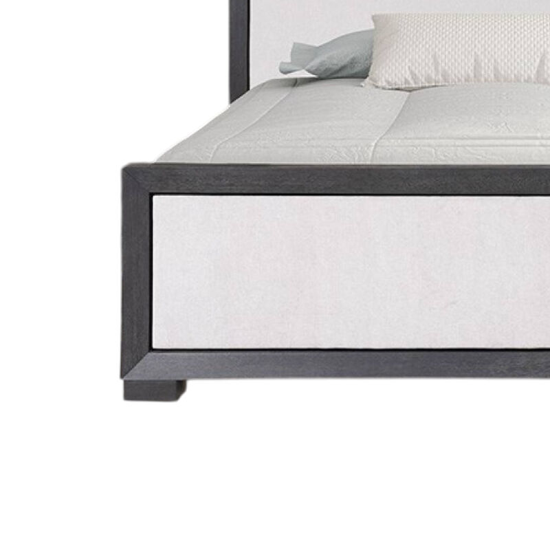 Kizie King Size Bed, Modern Upholstered Black and White Solid Wood