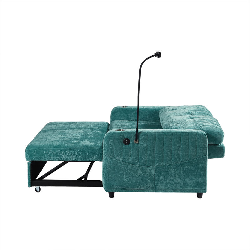 Merax Modern Loveseat Pull-out Sofa Bed with Cup Holders