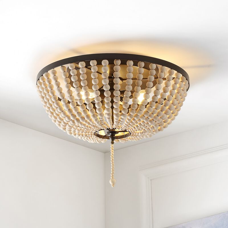 Allison Wood Beaded/Metal LED Flush Mount