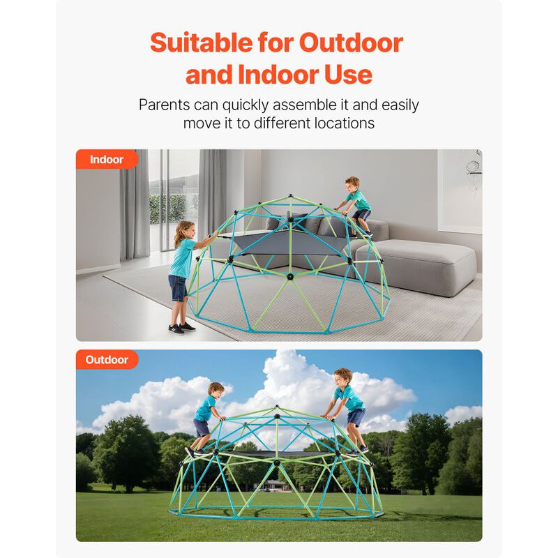 Kids Climbing Dome with Swing & Hammock, Geometric Jungle Gym for Backyard Outdoor Play-Multi Color image number 5