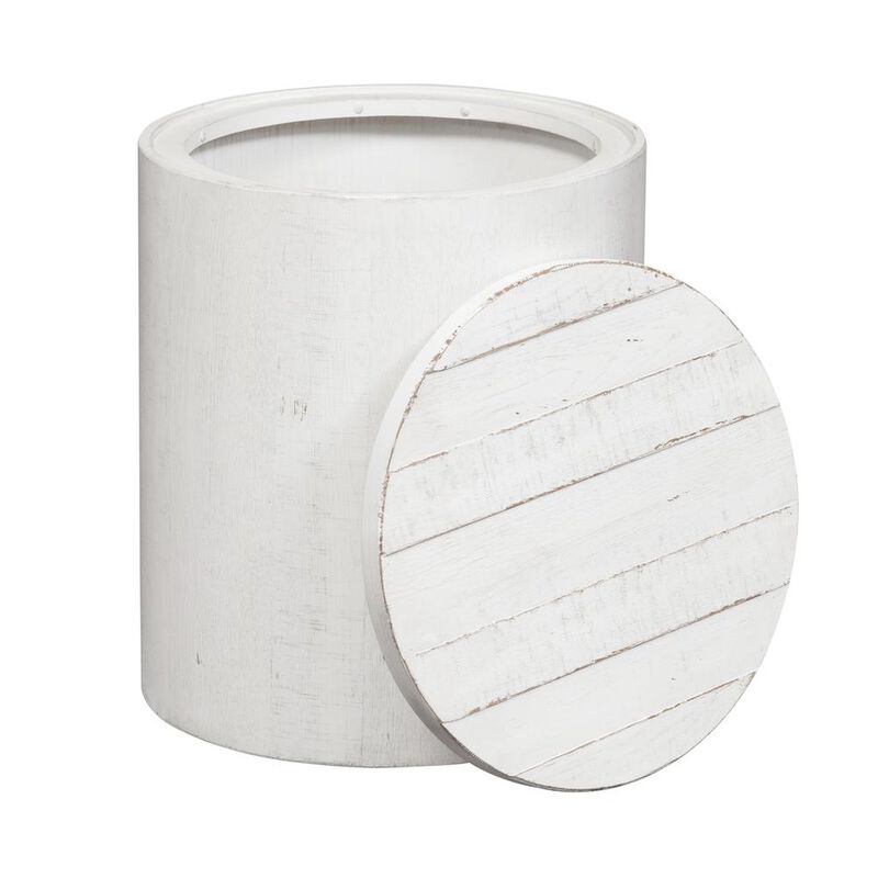 Liberty Furniture Modern Farmhouse Drum End Table in Flea Market White w/ Heavy Distressing image number 4